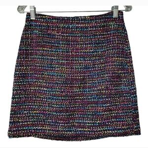 Loft Rainbow Multicolor Tweed Skirt Size 0
